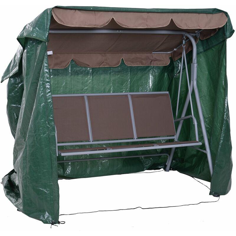 Copertura per Mobili da Giardino Impermeabile Anti UV Anti Muffa con Fissaggio in PE, Verde, 215x155x150cm - Outsunny