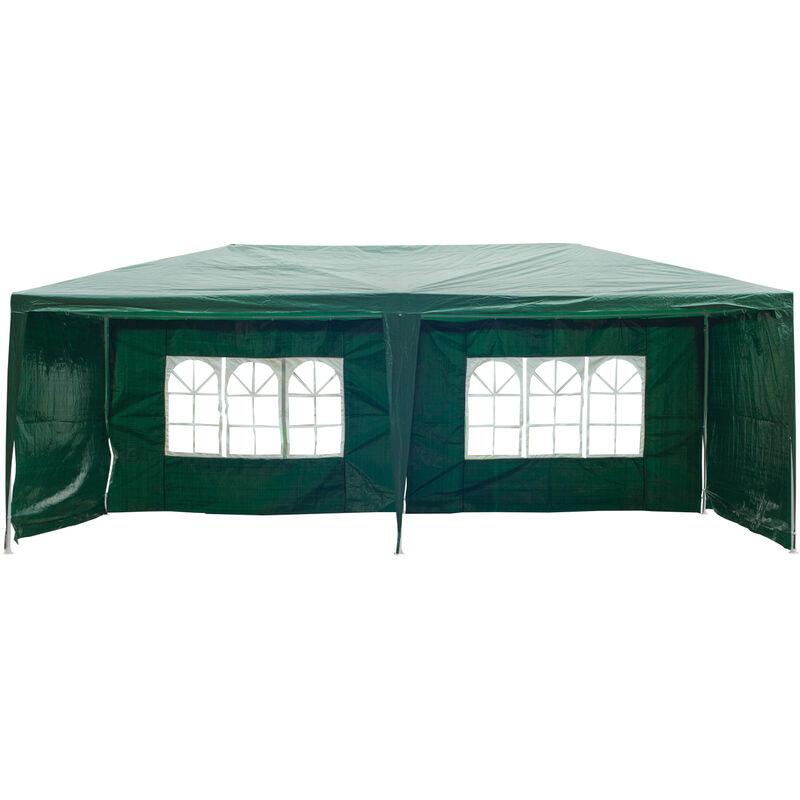 Gazebo da Esterno Impermeabile in Acciaio e PE con Pannelli Rimovibili, Verde, 3x6m - Outsunny Gazebo da Esterno Impermeabile in Acciaio e PE con Pannelli Rimovibili, Verde, 3x6m - Outsunny