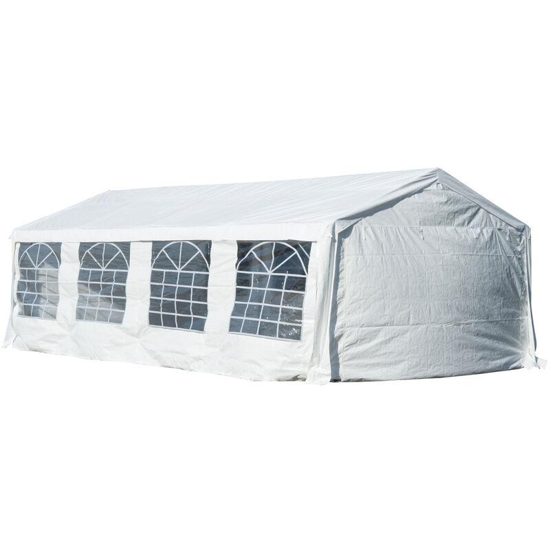 Gazebo da esterno tendone per feste matromonio telaio in acciaio impermeabile, Bianco, 8x4x2.8m - Outsunny