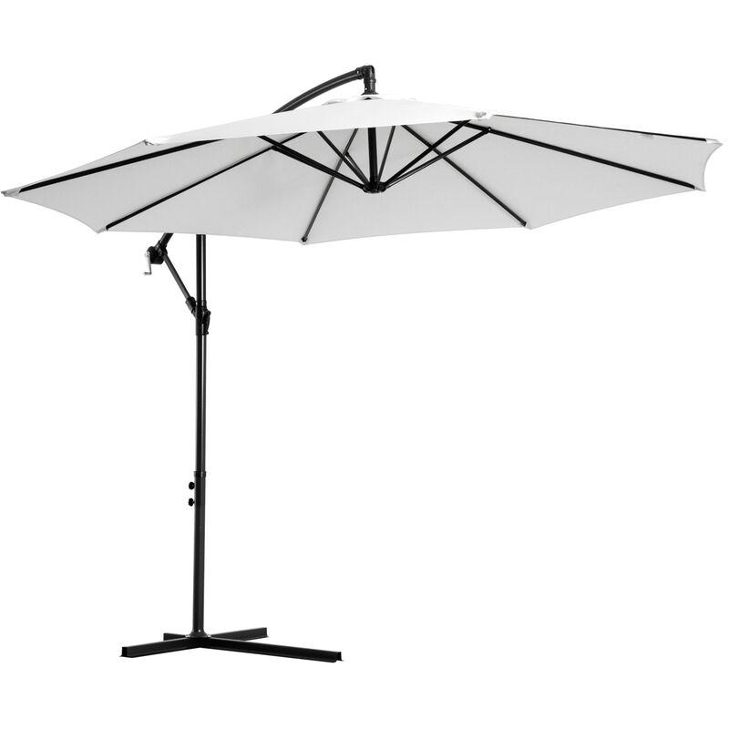 Ombrellone da Giardino a Braccio con Manovella, Φ3x2.5m, Bianco - Outsunny