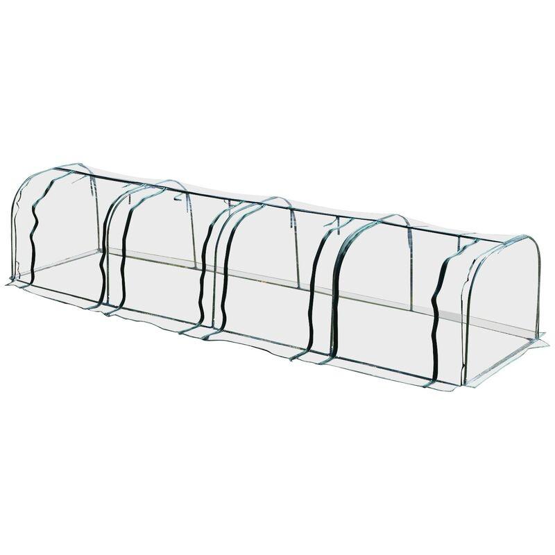 Outsunny - Serra a Tunnel in PVC con 4 Porte Avvolgibili in Acciaio e PVC Trasparente, 400x100x80cm