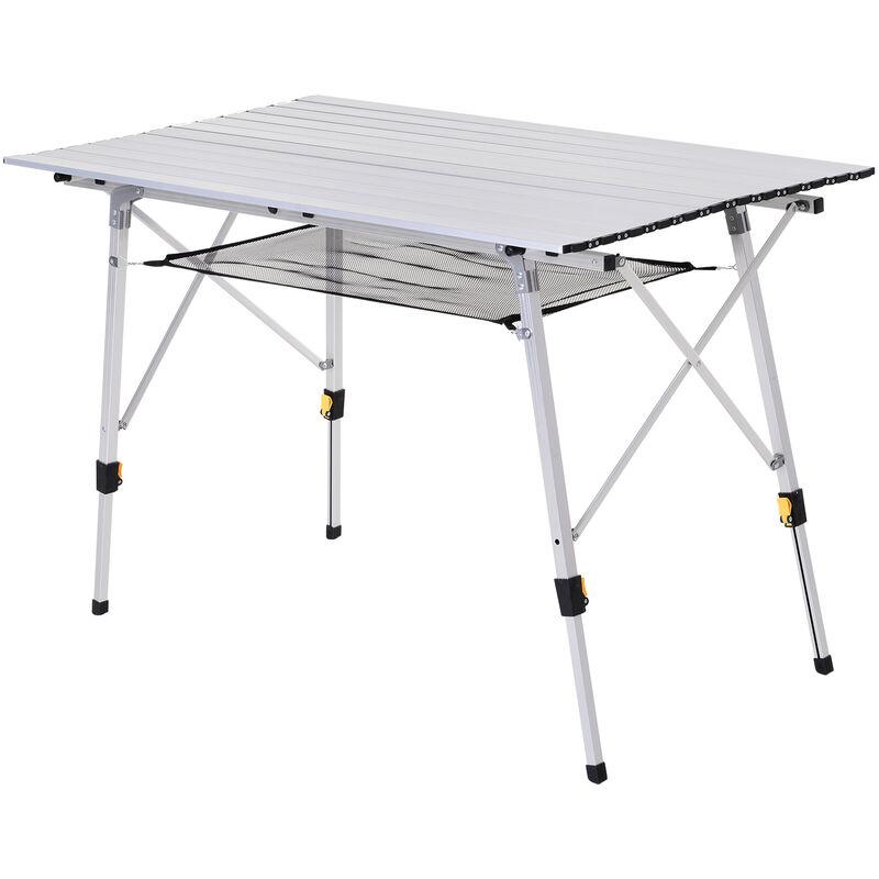 Tavolo Da Pic Nic Pieghevole Avvolgibile in Alluminio con Custodia 120 x 70cm - Outsunny