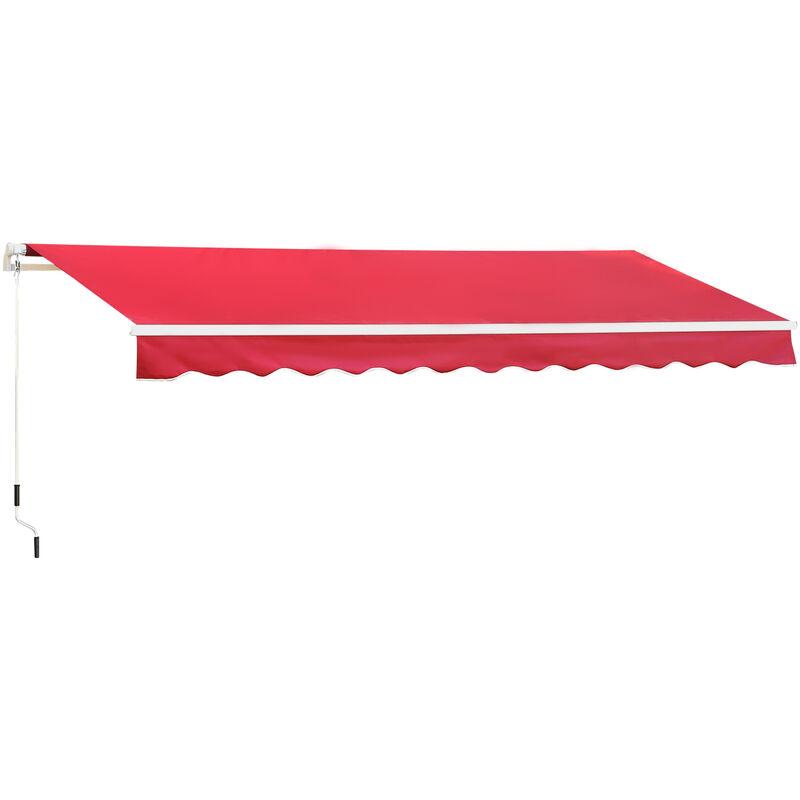 Tenda da Sole a Manovella Copertura Impermeabile 400x250cm Rosso - Outsunny Tenda da Sole a Manovella Copertura Impermeabile 400x250cm Rosso - Outsunny