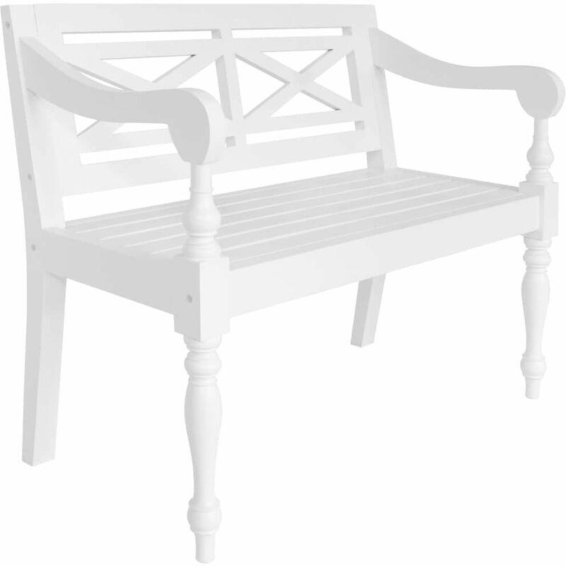 Panchina Batavia 98 cm in Legno Massello di Mogano Bianca - Bianco - Vidaxl
