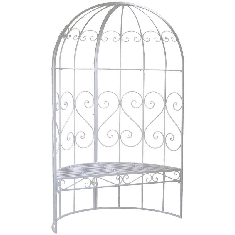 Panchina Da Giardino In Ferro Con Cupola 118,5x57h186cm Viareggio Bianco - Adami