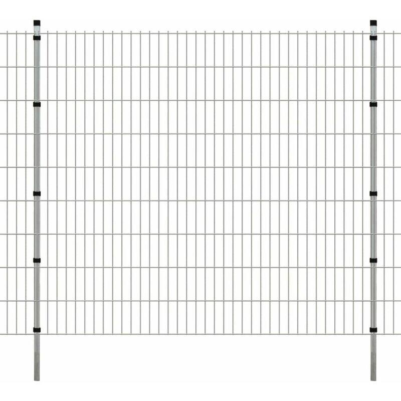 vidaXL 2D Pannelli di Recinzione Giardino e Paletti Argento 2008x1830 mm 42 m - Argento