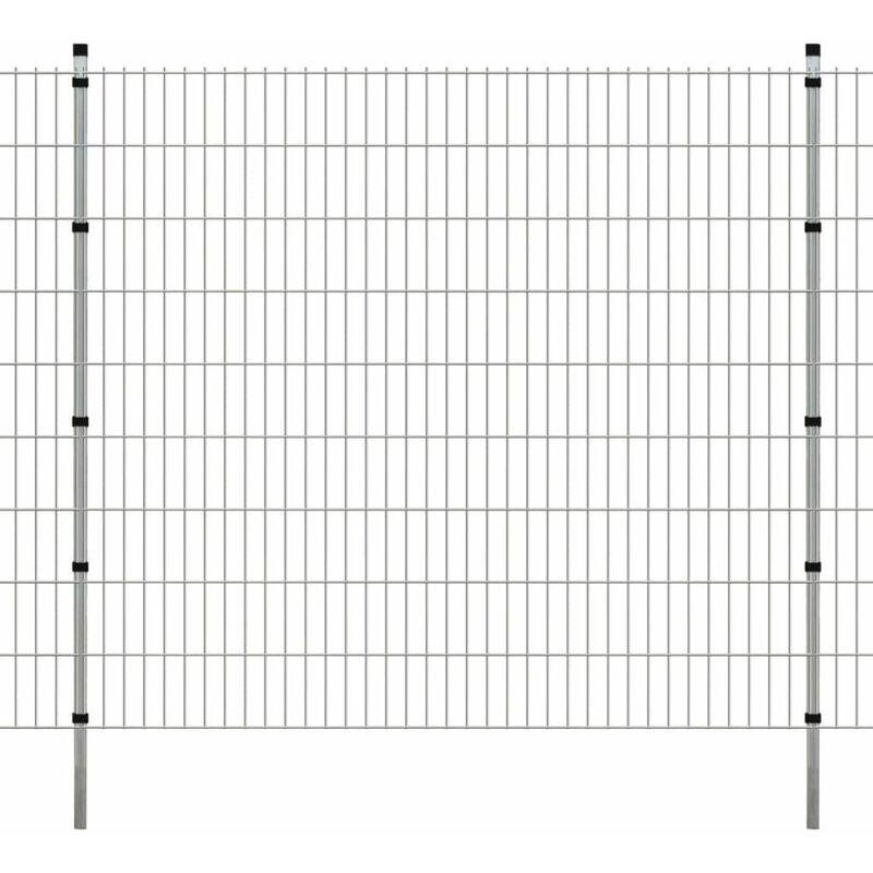 vidaXL 2D Pannelli di Recinzione Giardino e Paletti Argento 2008x1830 mm 46 m - Argento