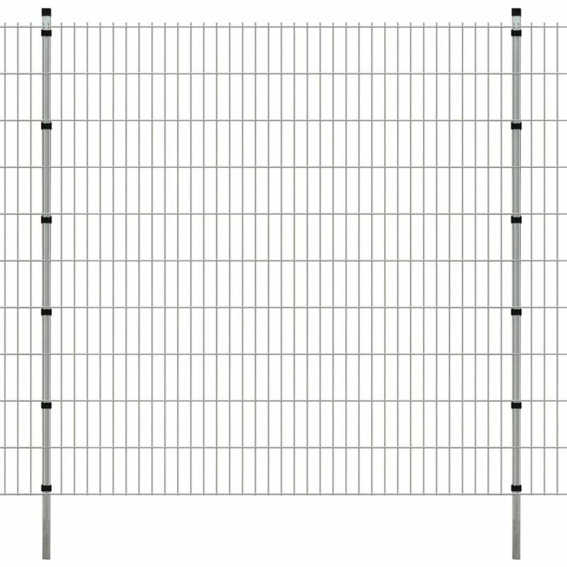 vidaXL 2D Pannelli di Recinzione Giardino e Paletti Argento2008x2030mm 36m - Argento