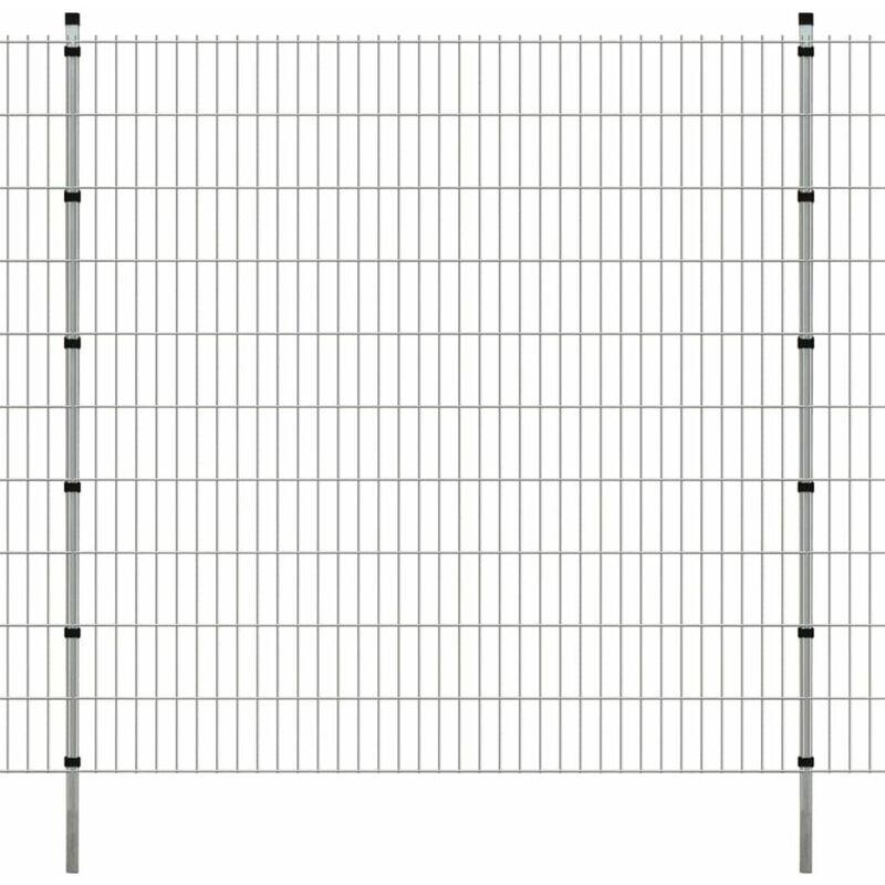 vidaXL 2D Pannelli di Recinzione Giardino e Paletti Argento 2008x2030mm 48m - Argento