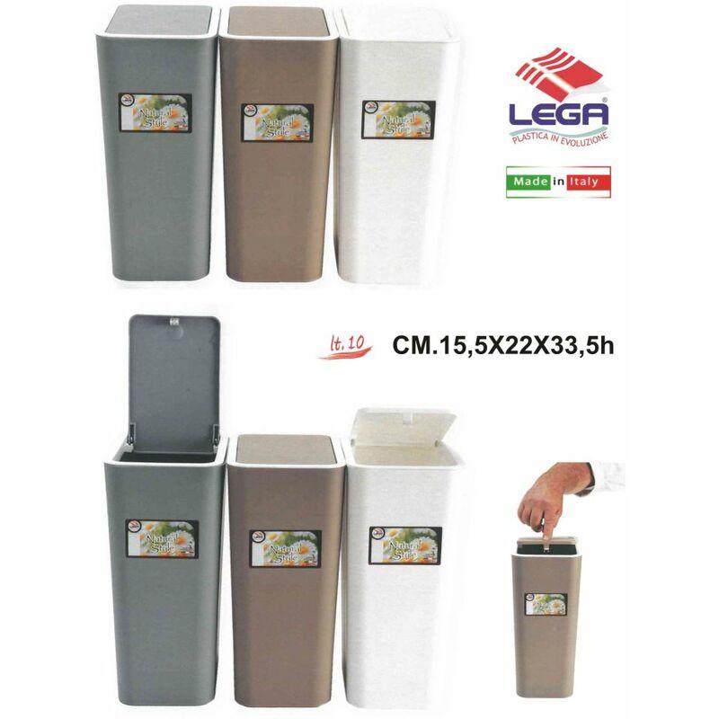 PATTUMIERA CON PULSANTE LT.10 CM.15,5X22X33,5h