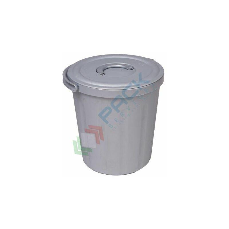 Pack Services - Pattumiera rifiuti 15 Lt coperchio a pressione, grigio - Grigio