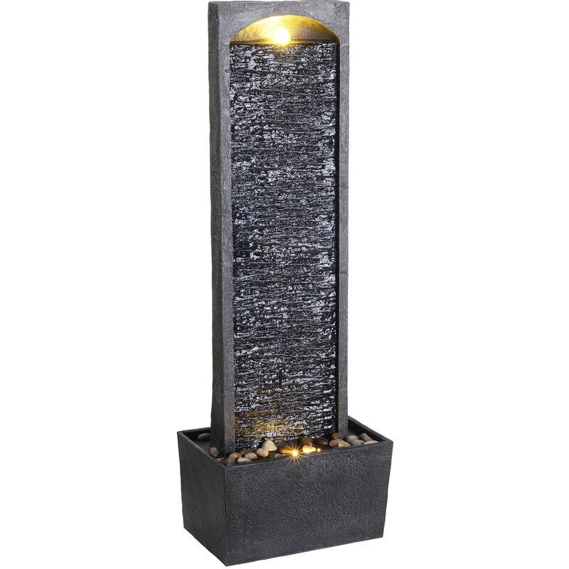 Grande Fontana D'Acqua Dritta per Esterni e Giardino, Ornamento Moderno a Cascata per Interni con Effetto Ardesia con Luci e Pompa, Decorazione del