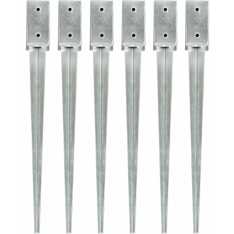 Vidaxl - Picchetti di Terra in Acciaio Zincato 6 pz Argento 7x7x75 cm