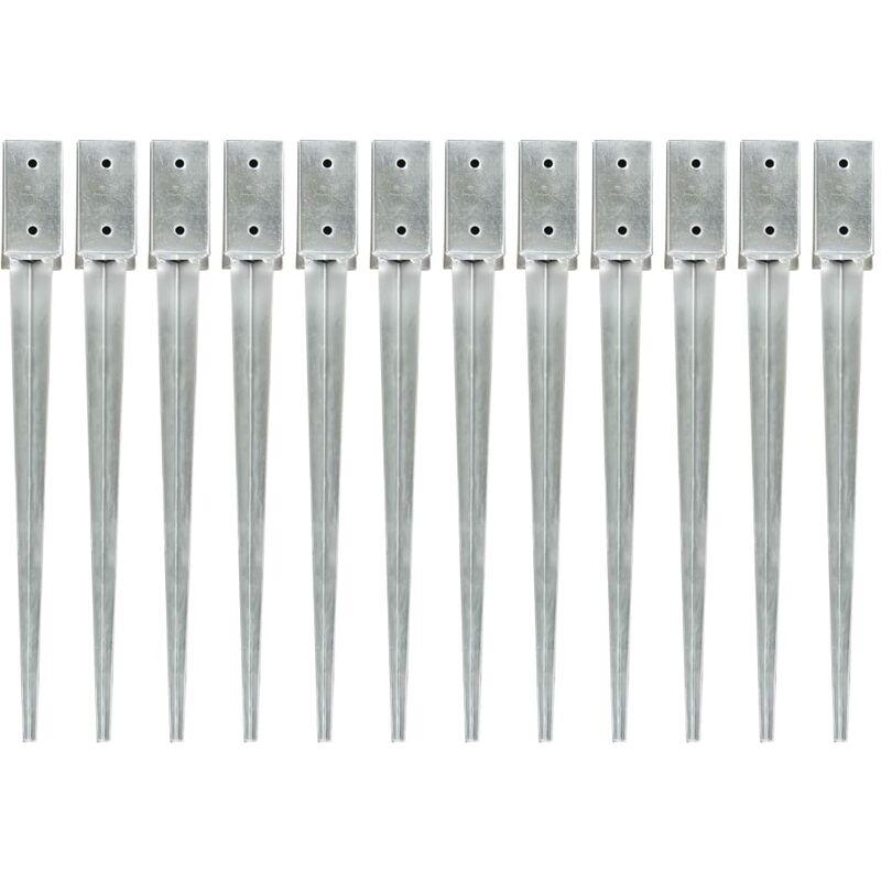 Vidaxl - Picchetti di Terra in Acciaio Zincato 12 pz Argento 7x7x75 cm Vidaxl - Picchetti di Terra in Acciaio Zincato 12 pz Argento 7x7x75 cm