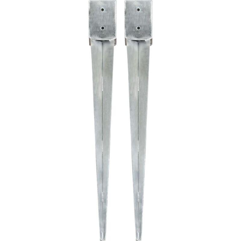 Vidaxl - Picchetti di Terra in Acciaio Zincato 2 pz Argento 10x10x91 cm Vidaxl - Picchetti di Terra in Acciaio Zincato 2 pz Argento 10x10x91 cm