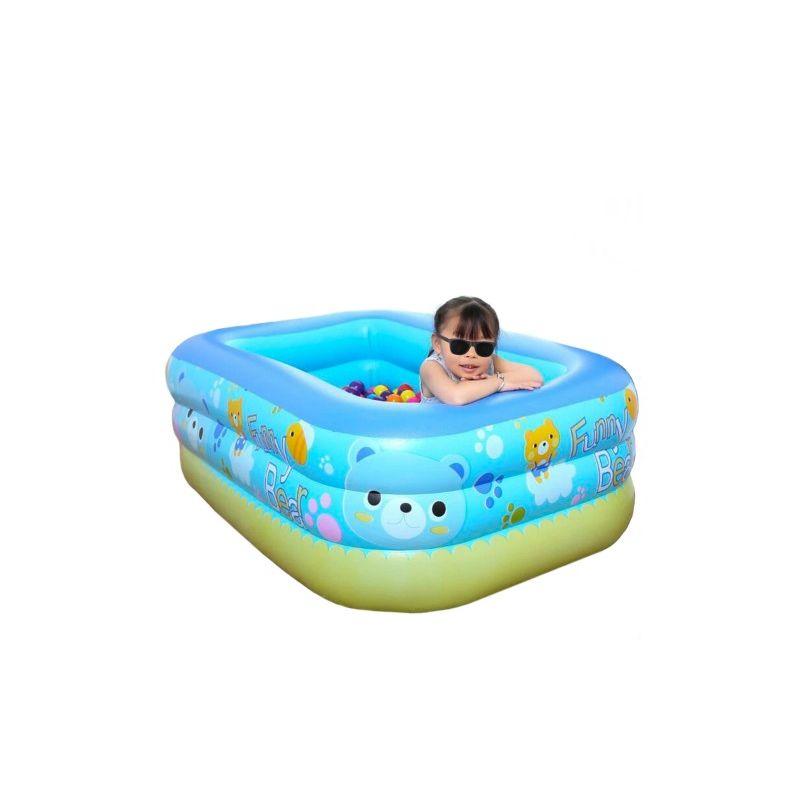 PISCINA GONFIABILE RETTANGOLARE 3 ANELLI GIARDINO OUTDOOR INDOOR 130x92x52cm - LUPEXSHOP