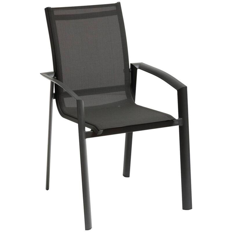 Poltrona da giardino impilabile axant antracite e grafite in alluminio trattato con polveri epossidiche - Hespéride