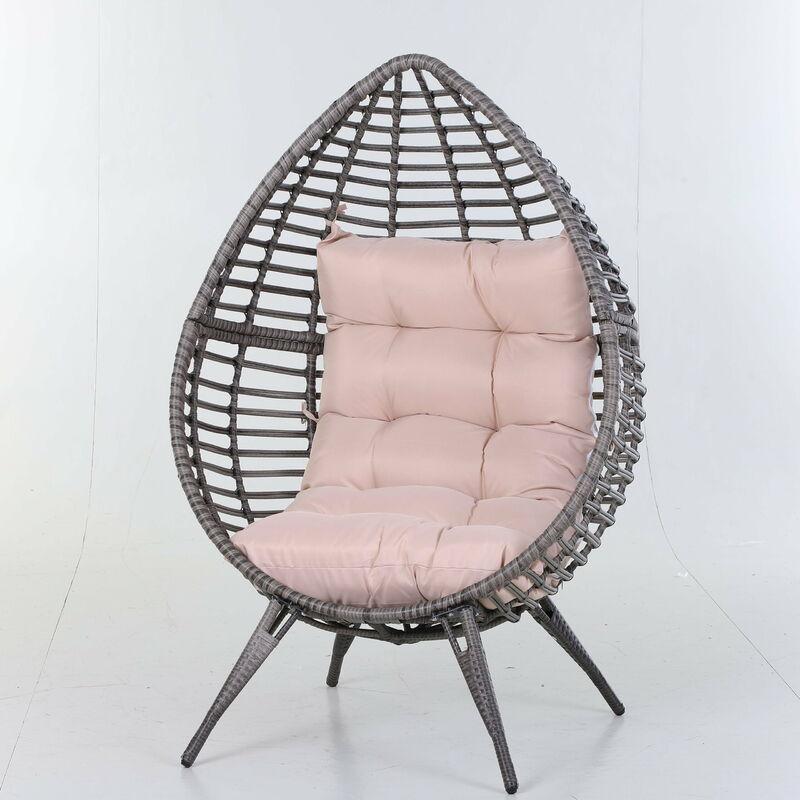 Poltrona Da Giardino In Vimini 101x89x156 Cm Con Cuscino Miozzi Beige