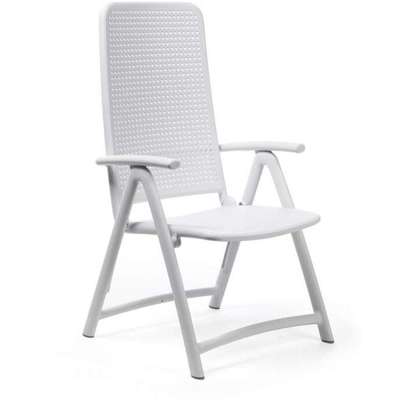 Poltrona darsena con braccioli schienale alto da giardino esterno in fiberglass (bianco) - MILO