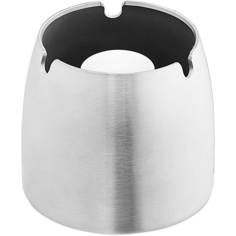 Posacenere, Acciaio Inox Antiruggine, per Esterni e Interni, Antiscivolo, Portacenere Antivento HxD: 7,5 x 8 cm, Argento