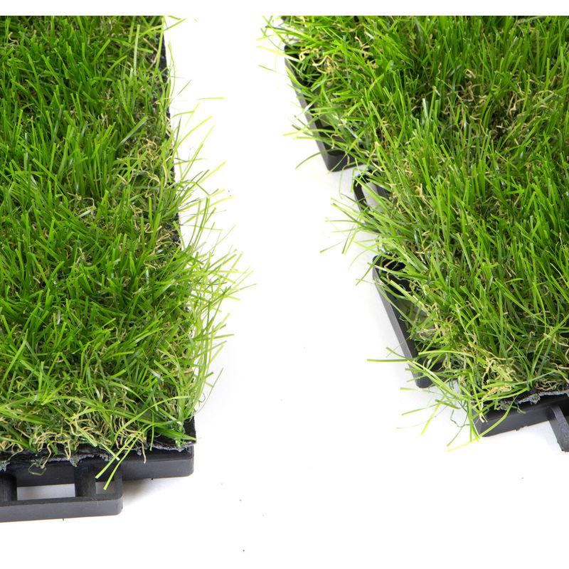 Mattonelle Prato sintetico 30mm 30cm x 30cm 9 pezzi 0,81 metri quadri Click Clack incastro Modulare STI