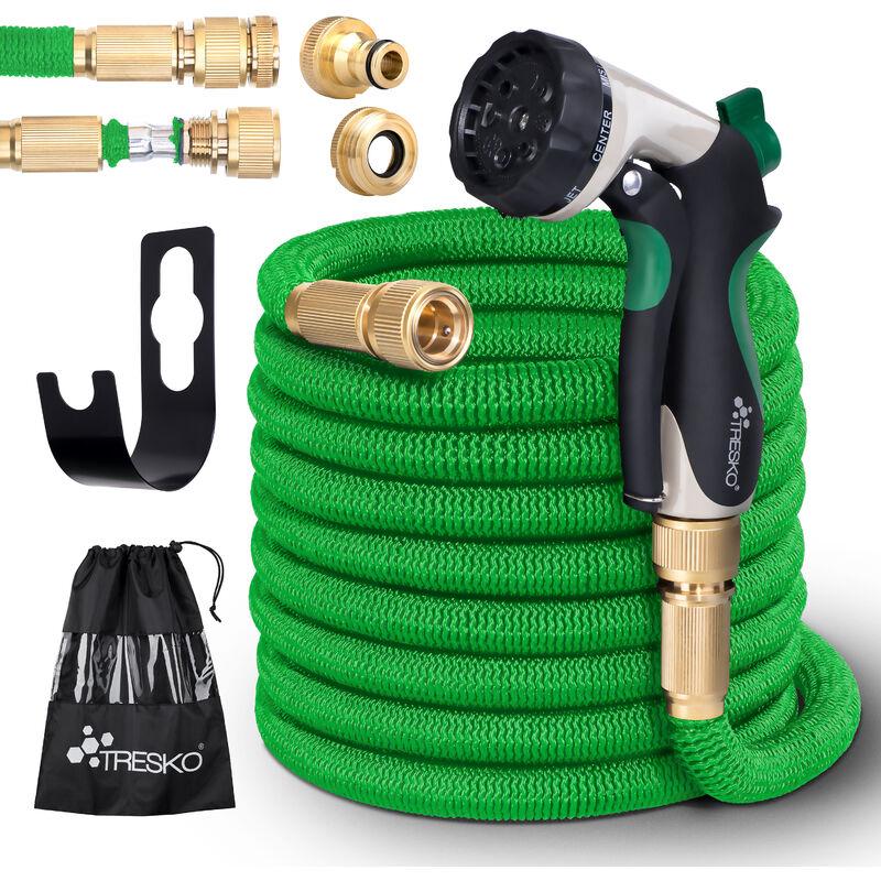 Magic Water Tubo per irrigazione da Giardino e Terrazzo Orto Estensibile + Raccordo in Ottone Verde 22,5m - Schwarz - Tresko