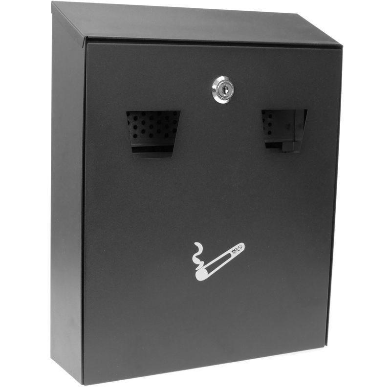Posacenere a muro per esterni in metallo nero 258 x 77 x 320 mm - Primematik