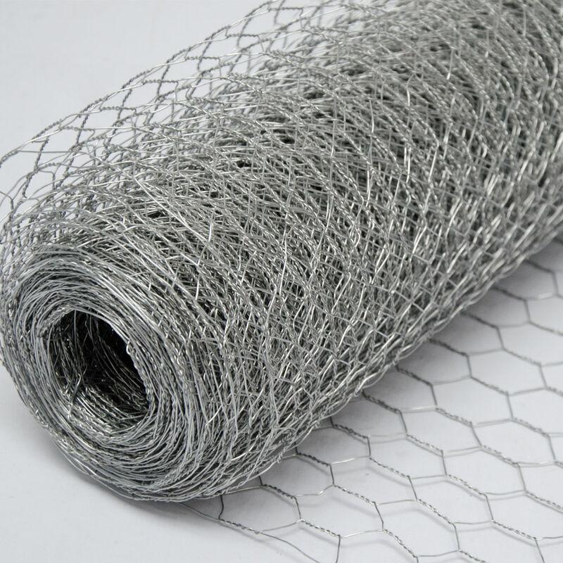 Recinto in Rete Metallica Maglia Esagonale 25x25mm Recinzione per animali e piante lunga 25 m Altezza 100 cm Zincato 0,8mm - silber