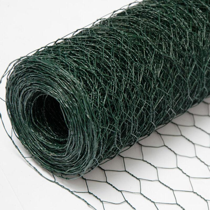 Recinto in Rete Metallica Maglia Esagonale 25x25mm Recinzione per animali e piante lunga 25 m Altezza 75 cm Plastificato 0,9mm - grün