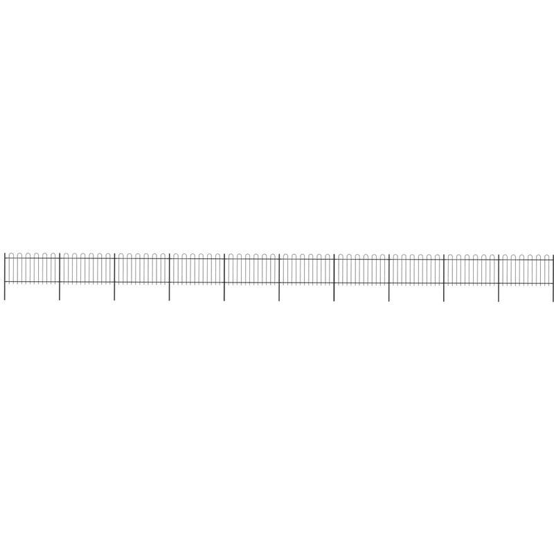 Recinzione Giardino con Punta Tonda in Acciaio 17x1 m Nera - ASUPERMALL