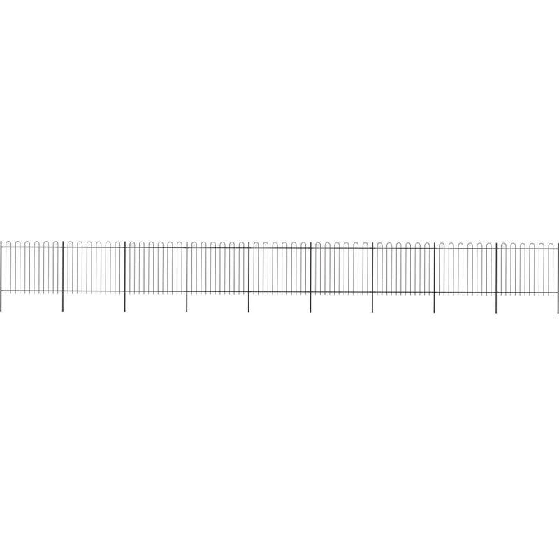 Recinzione Giardino Punta Tonda in Acciaio 15,3x1,5m Nera - ASUPERMALL