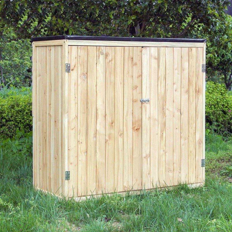 Armadio porta attrezzi a 2 ante da esterno legno neutro Ripostiglio da giardino Armadio porta attrezzi a 2 ante da esterno legno neutro Ripostiglio da giardino