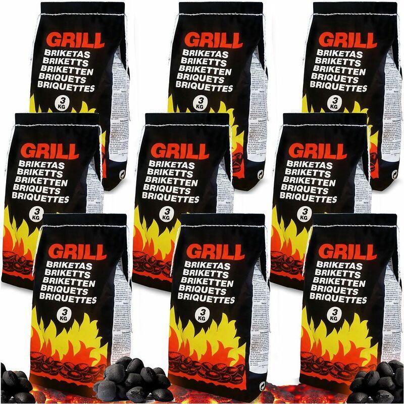 Deuba Carbonella per barbecue sacchi di bricchetti 27kg carbone bbq 9 sacchi x 3kg