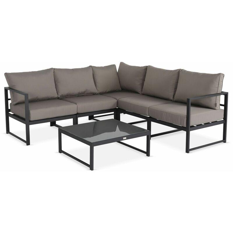 Alice's Garden - Salotto da giardino, 5 posti - modello: Stratum, colore: Antracite e Talpa - 6 elementi in alluminio, cuscini spessi, articolo di Alice's Garden - Salotto da giardino, 5 posti - modello: Stratum, colore: Antracite e Talpa - 6 elementi in alluminio, cuscini spessi, articolo di