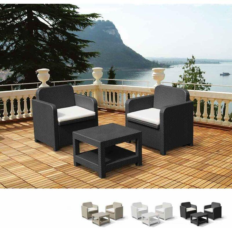 Salotto da esterni giardino poltrone Giglio bar rattan 2 posti | Nero - Grand Soleil