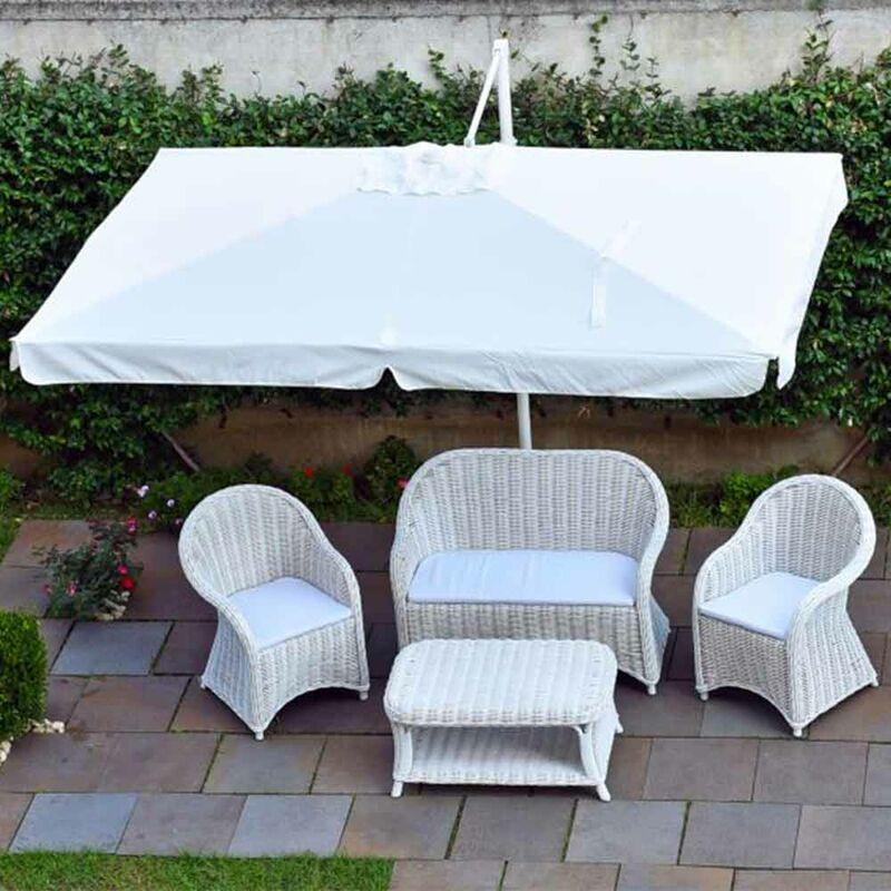 Salotto in rattan roma bianco con cuscini in omaggio - OKAFFAREFATTO