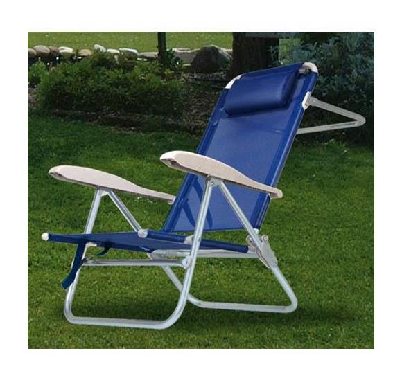 Sdraio Spiaggina con braccioli e cuscino Poggiatesta Colore blu papillon