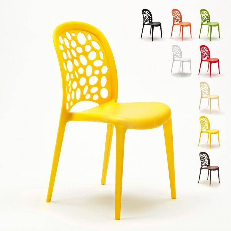 Sedie cucina bar giardino impilabile Design WEDDING Holes Messina | Giallo - AHD AMAZING HOME DESIGN