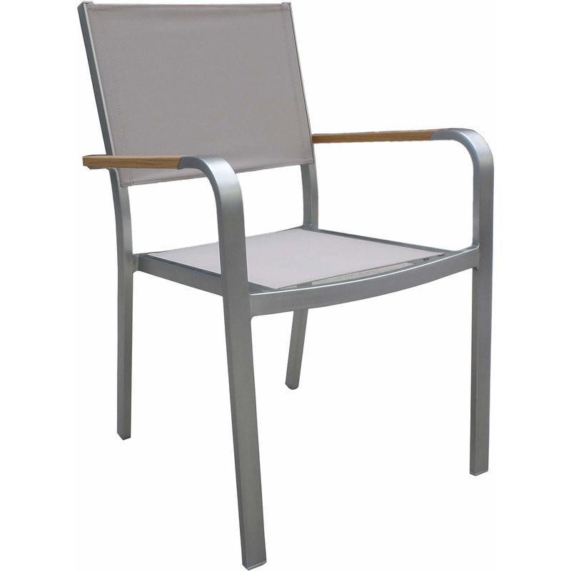 Sedia Da Giardino Con Braccioli In Alluminio E Textilene Cortina Tortora - Vorghini