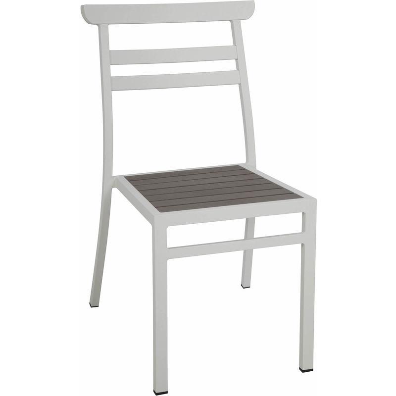 Sedia Da Giardino In Alluminio Con Doghe Ceriale Bianco E Grigio - Vorghini
