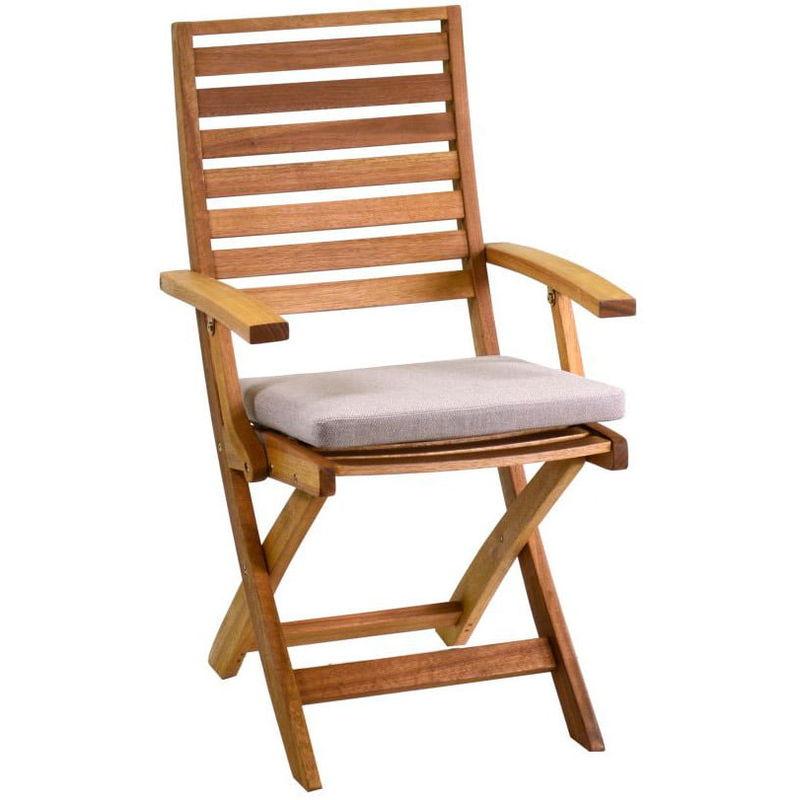 Sedia Da Giardino Pieghevole In Legno Naturale Con Braccioli Nanchino - Adami