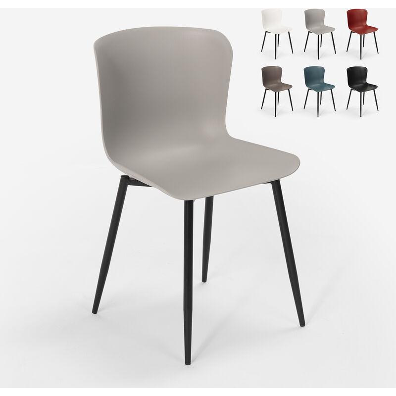 Sedia design moderno in polipropilene e metallo per cucina bar ristorante Chloe | Grigio - AHD AMAZING HOME DESIGN