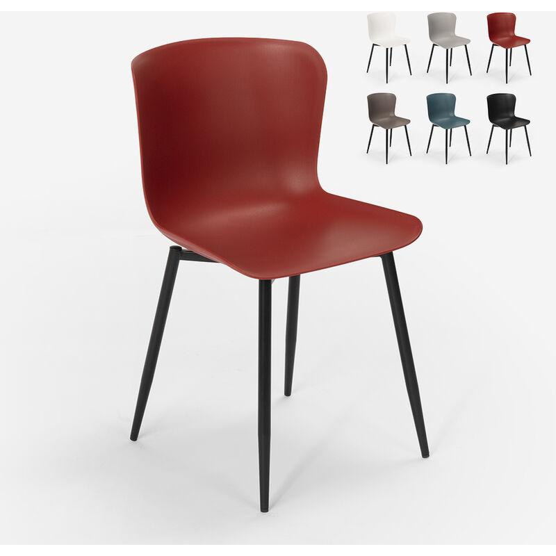Sedia design moderno in polipropilene e metallo per cucina bar ristorante Chloe | Rosso - AHD AMAZING HOME DESIGN