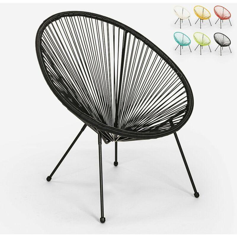 Sedia poltrona interno e giardino stile Acapulco spaghetti design moderno Sunflower | Nero