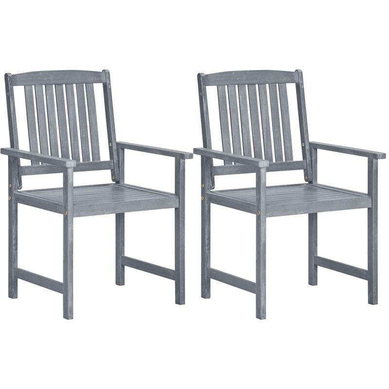 vidaXL Sedie da Giardino 2 pz Grigio in Massello d'Acacia - Grigio