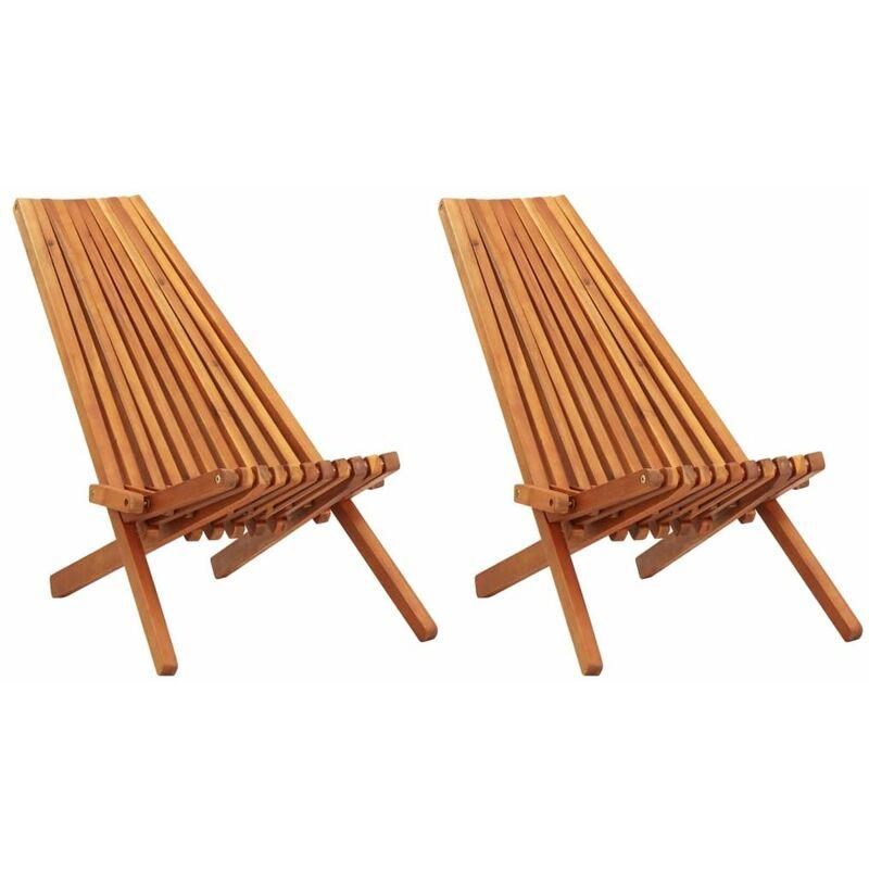 Sedie da Giardino Pieghevoli 2 pz in Legno Massello d'Acacia - Marrone - Vidaxl