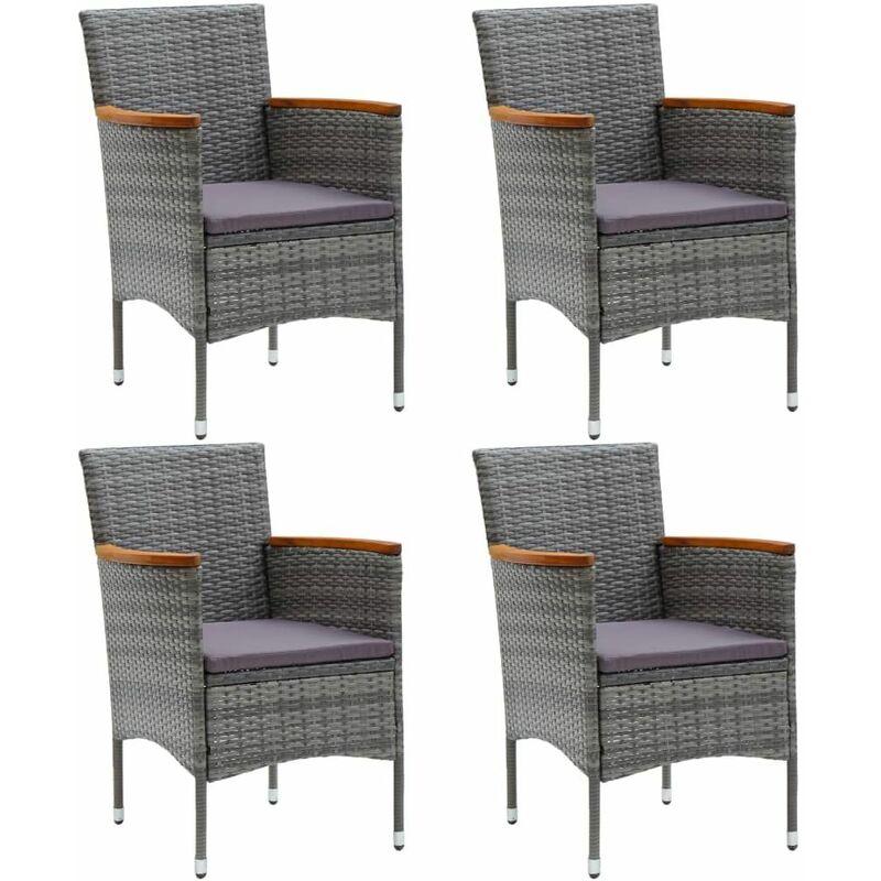 vidaXL Sedie da Pranzo per Giardino 4 pz in Polyrattan Grigio - Grigio vidaXL Sedie da Pranzo per Giardino 4 pz in Polyrattan Grigio - Grigio