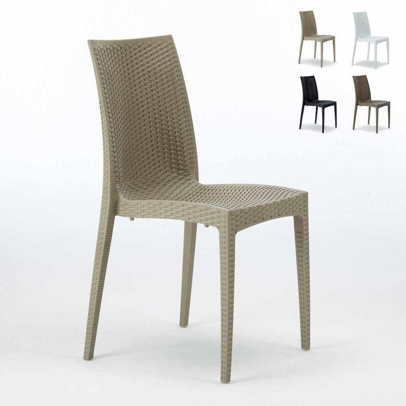 22 Sedie Poly rattan per bar e ristorante giardino Bistrot Grand Soleil | Beige