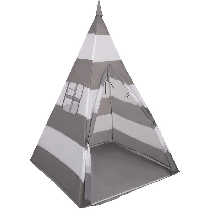 Tenda Indiana Tipi Gioco Per Bambini Con SENZA Palline Colorate, Righe Grigio-Bianco - righe grigio-bianco - Selonis Tenda Indiana Tipi Gioco Per Bambini Con SENZA Palline Colorate, Righe Grigio-Bianco - righe grigio-bianco - Selonis