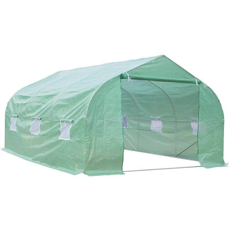 Miozzi - Serra Da Giardino Con Tetto Spiovente In Pe E Tubi Dacciaio Verde Scuro 4.5x3x2m Miozzi - Serra Da Giardino Con Tetto Spiovente In Pe E Tubi Dacciaio Verde Scuro 4.5x3x2m